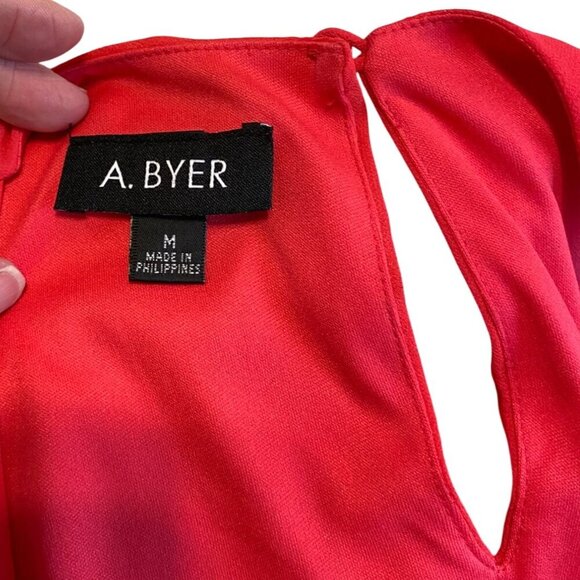 Sleeveless A-Line Shift Dress By A Byer With Scalloped Details Melon Size M - Picture 6 of 7